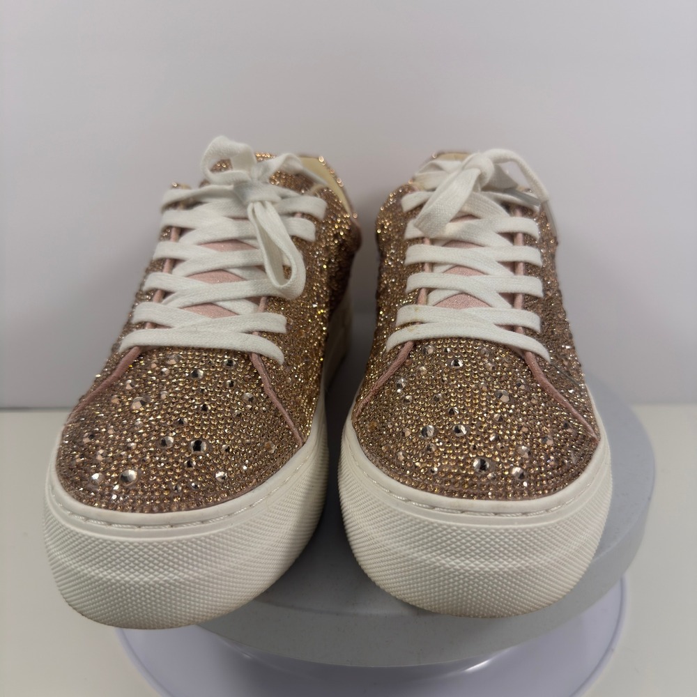 Betsey Johnson Women Sneakers Rhinestone Sparkle Casual Gold Platform 8M - Picture 4 of 15